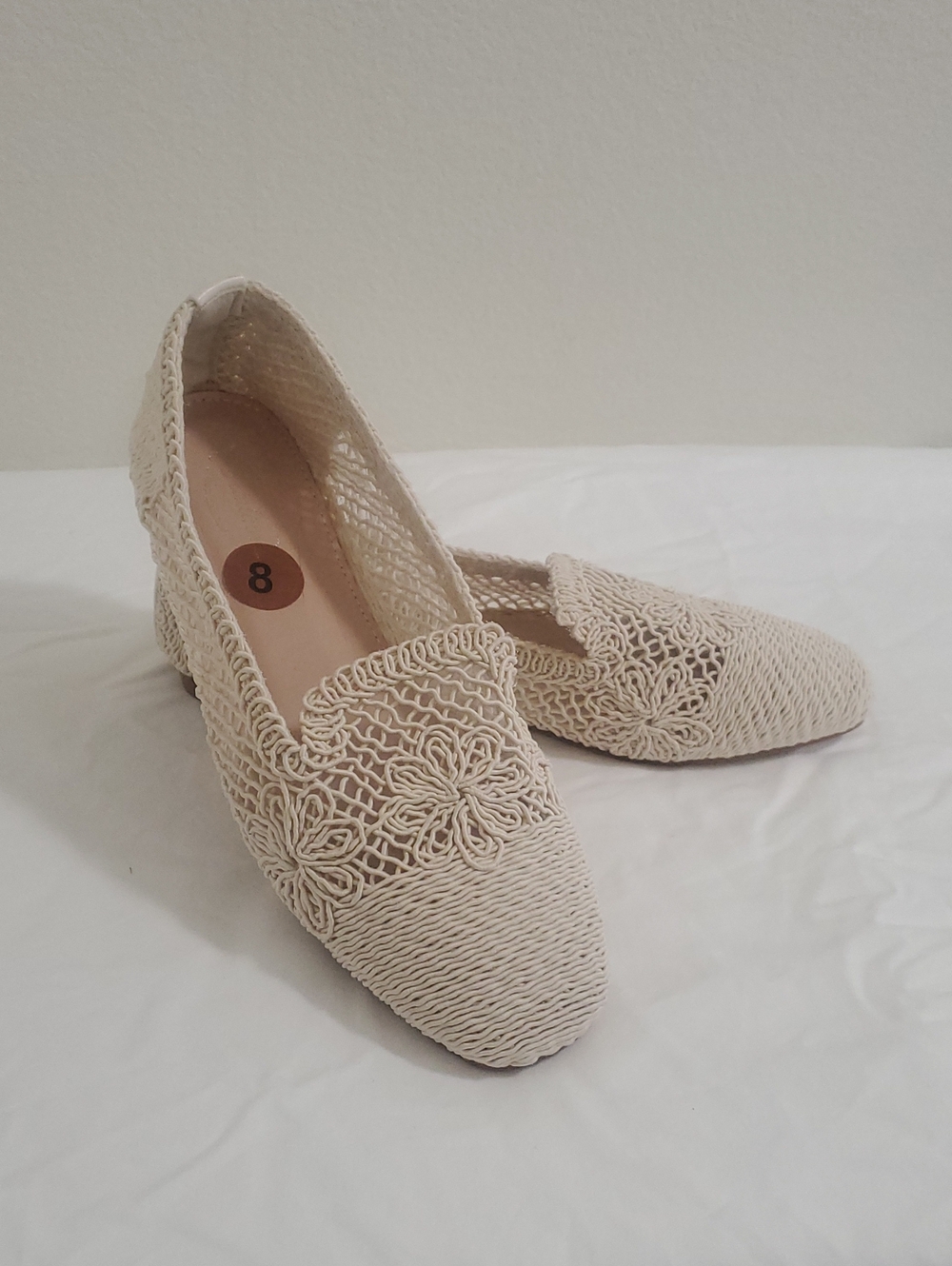 Women's Crochet Slip-On Flats in Cream — Comfortable Everyday Loafers